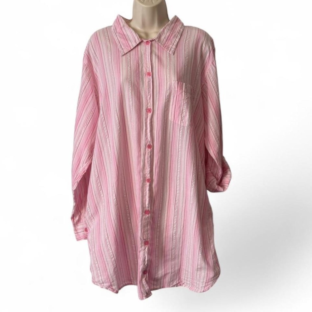 Enchanted Pink Striped Button Down Sleep‎ Shirt